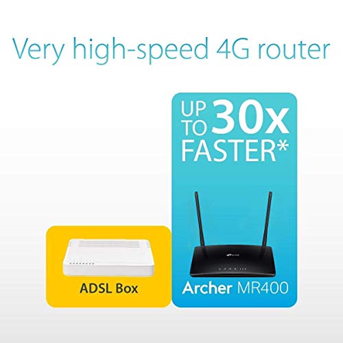 TP-Link Archer MR400 AC1200 Dual Band 4G Mobile Wi-Fi Router, SIM Slot Unlocked, No Configuration Required, Removable Wi-Fi Antennas, UK Plug , black