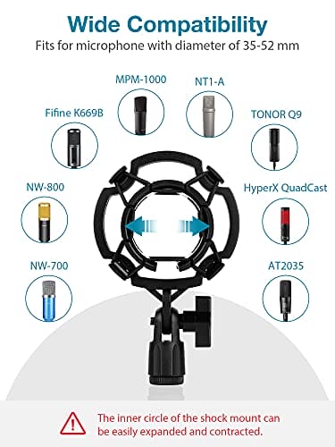 InnoGear Microphone Stand Mic Arm Suspension Boom Scissor Arm Stand with 3/8" to 5/8" Screw Adapter Shock Mount Windscreen Pop Filter Mic Clip Holder Cable Ties for HyperX QuadCast, Blue Yeti (Medium)