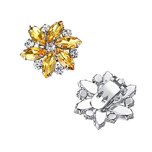 Ever Faith Shoe Clips Rhinestone Crystal Shoe Buckle for Women,Decoration Charms for Dress Hat Yellow