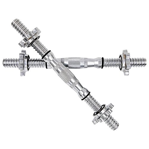 PROIRON Dumbbell Bar 14 Inches Spinlock Dumbbell Handles Standard 1” Weight Bar (Pair with 4 Metal Spinlock Collars)