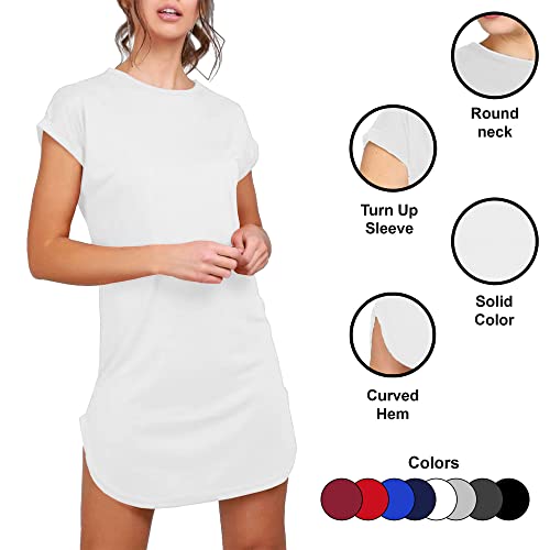 Fashion Star Womens Plain Curved Hem Jersey T-Shirt Top