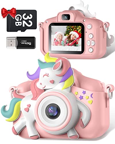 Kids Camera, Gofunly Kids Camera for Girls, 1080P HD 2.0 Inch Screen Kids Digital Camera with 32GB SD Card, Birthday Christmas Kids Toys Gifts Selfie Childrens Camera for Kids Age 3-12 Years Old Girls