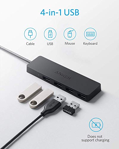 [Upgraded Version] Anker 4-Port USB 3.0 Ultra Slim Data Hub with 2 ft Extended Cable for Macbook, Mac Pro / mini, iMac, Surface Pro, XPS, Notebook PC, USB Flash Drives, Mobile HDD, and More