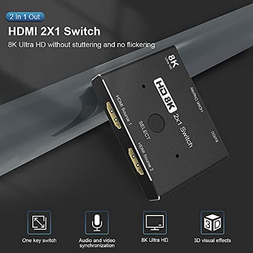 YIWENTEC HDMI 2.1 Ultra HD 8K High Speed 48Gbps Directional Switch Only 2 in 1out 8K @ 60Hz 4K @ 120Hz Splitter Converter Compatible with Xbox PS5 Projectors Monitors ¡­