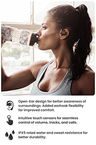 Cleer Audio ARC II - Open-Ear True Wireless Earbuds with Touch Controls - Long-Lasting Battery Life - Touch Control - Powerful Audio for Music, Podcasts, and More (Black)