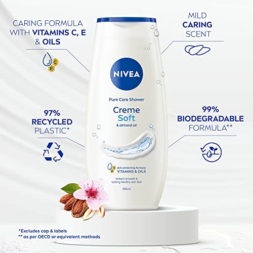 NIVEA Care Shower Creme Soft (250 ml) Enriched with Almond Oil, Moisturising Gel Body Wash, Skin Moisturiser with Mild Scent