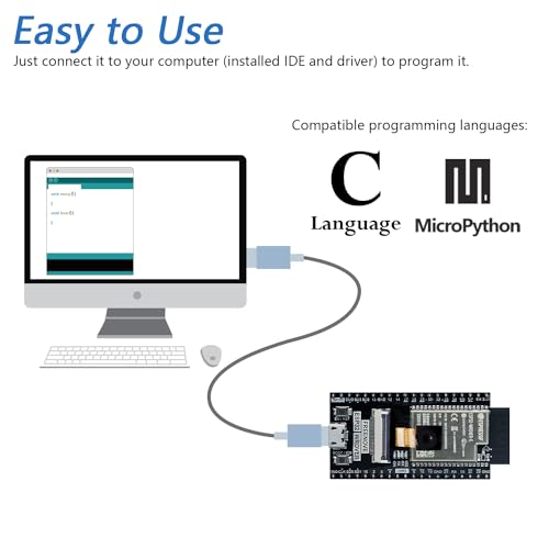 FREENOVE ESP32-WROVER CAM Board (Compatible with Arduino IDE), Onboard Camera Wireless, Python C Code, Detailed Tutorial, Example Projects