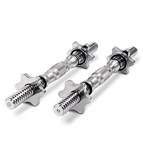 PROIRON Dumbbell Bar 14 Inches Spinlock Dumbbell Handles Standard 1” Weight Bar (Pair with 4 Metal Spinlock Collars)