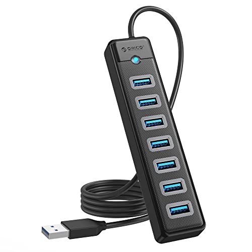 ORICO USB 3.0 Hub Extention 5Gbps 7-Port USB A Splitter MultiPort Adapter 0.5M/1M/1.5M Cable Compatible with Laptop, PC, MacBook and more