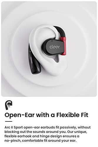 Cleer Audio ARC II - Open-Ear True Wireless Earbuds with Touch Controls - Long-Lasting Battery Life - Touch Control - Powerful Audio for Music, Podcasts, and More (Black)