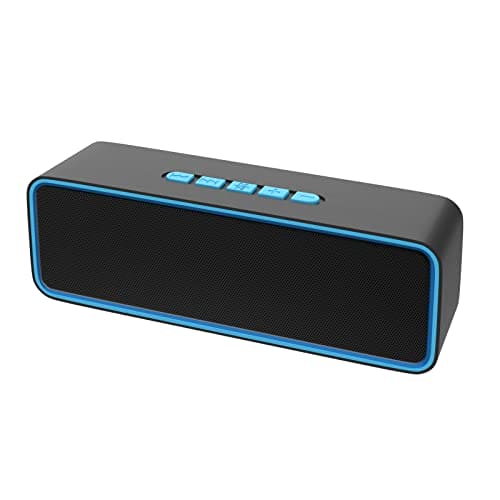 Sonkir Portable Wireless Speaker, Wireless 5.0 Mini Speaker with 3D Stereo Hi-Fi Bass, Built-in 1500 mAh Battery, Support TF Card and AUX (Blue)