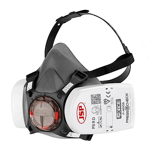 JSP Force®8 Half-Mask with PressToCheck™ P3 Dust Filters, Size Medium, Conforms & Complies with safety standards EN 140 / EN 143, Suitable for: Construction, DIY, Water based Paint Spraying