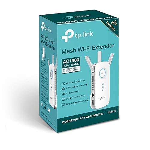 TP-Link AC1900 Gigabit Mesh Wi-Fi Range Extender/Wi-Fi Booster/Wi-Fi Repeater, 3 External Antennas, Intelligent Signal Light, Power Schedule, LED Control, Tether APP, Easy Setup, UK Plug (RE550)