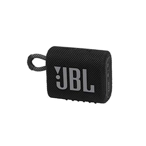 JBL GO 3 - Wireless Bluetooth portable speaker, 5 Hours of Playtime, integrated loop for travel with USB C charging cable, in black