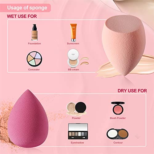 DUAIU 4 Pack Beauty Blender Foundation Sponges Set 4 Color, Latex Free with 1 Sponge Holder Case for Liquid Foundation Powder Sunscreen and Cream