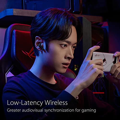 ASUS ROG Cetra True Wireless Gaming Headphones (Low-Latency Bluetooth Earbuds, Active Noise Cancelation, 27-Hour Battery Life, IPX4 Water Resistance, Wireless Charging) - Moonlight White