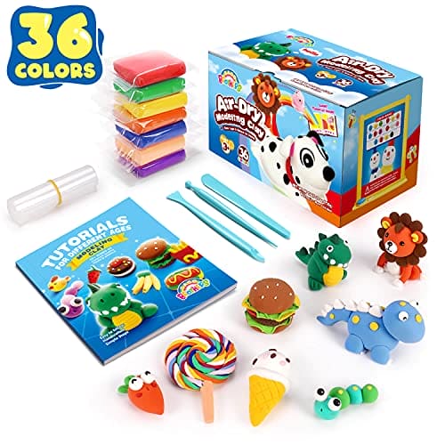 SAGO BROTHERS Air Dry Clay,36 Colors Modelling Clay Set with 3Clay Tools&Book,DIY Ultra Light Magic Clay,Arts and Crafts Kits for Kids Boys Girls Toys, Gifts Boxes for Presents Age3-12 Year Old