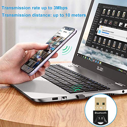 EasyULT USB Bluetooth 5.0 Adapter for PC Laptop, Wireless Bluetooth Dongle/Receiver for windows 10/8/8.1/7/XP, Plug and Play, Wireless Transfer for Headset Speaker Keyboard Mouse Printer