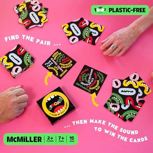 UpRoar! The Card Game of Silly Sounds - Plastic-Free Family Fun Games for Kids, Teens, and Adults, 2+ Players, Ages 7+, Eco, for Party, Birthday, Thanksgiving, Family Game Night, Christmas, Travel.