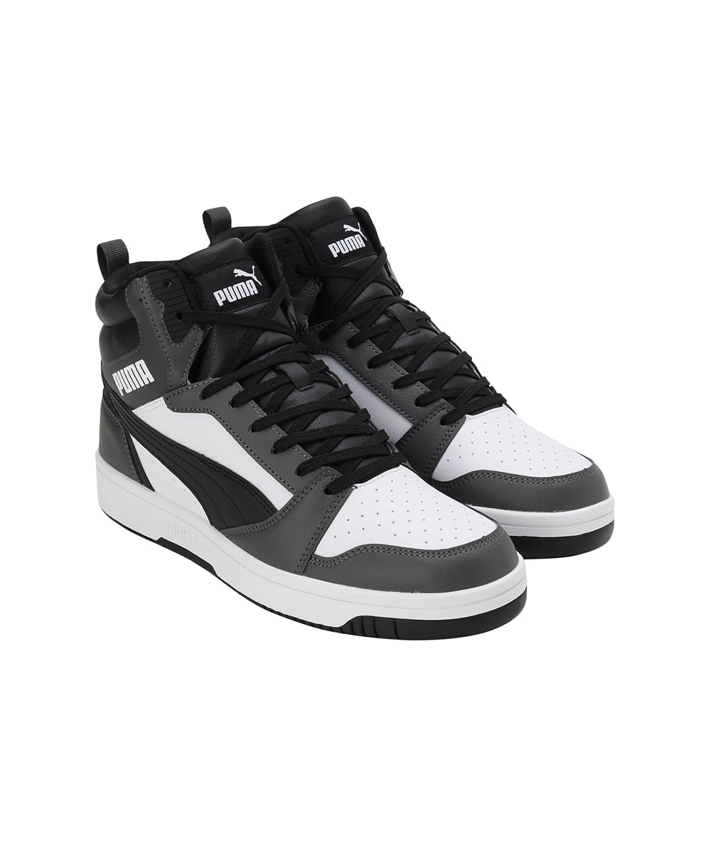 Puma Unisex Adults Rebound V6 Sneakers, Puma White-Puma Black-Shadow Gray-Puma White, 10 UK