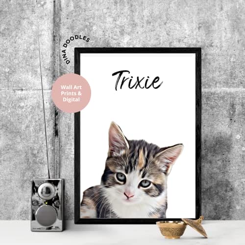 Pet Portrait Custom Personalised Pet Dog Cat Animal Wall Art Print Digital Download Poster Wall Art Gift Prints Photo Memorial Pet Lover (Digital 24hrs)