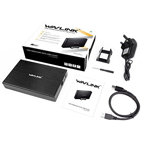 Wavlink 3.5" Caddy USB 3.0 to SATAⅠ/Ⅱ/Ⅱ External HDD SSD Hard Drive Enclosure with Power Adapter, Stand, USB 3.0 Cable, Tool-Free [Support UASP & 10TB]