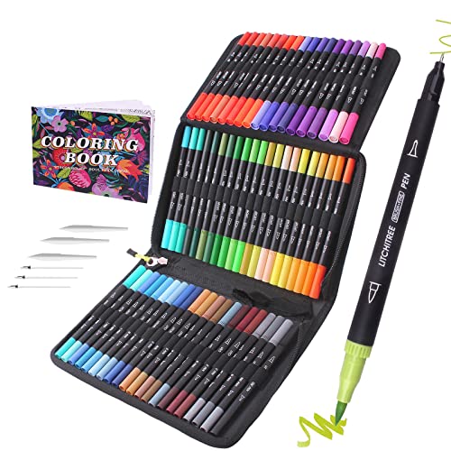 72 Dual Tip Brush Pens Art Markers for Artists,Fineliners Felt Tip Pens Colouring Pens for Adult Colouring Books Calligraphy Drawing Sketching,Christmas Present