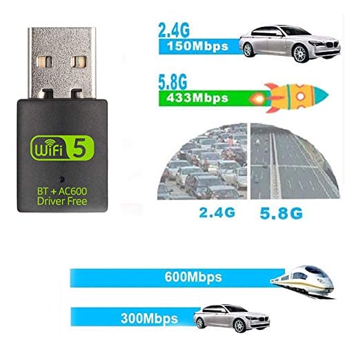 KKshop USB WiFi Bluetooth Adapter Dongle, 600mbps Dual Band 2.4G/5G Wireless WiFi dongle External Receiver Mini Dongle Network Card for Laptop Desktop PC Win10/8/8.1/7