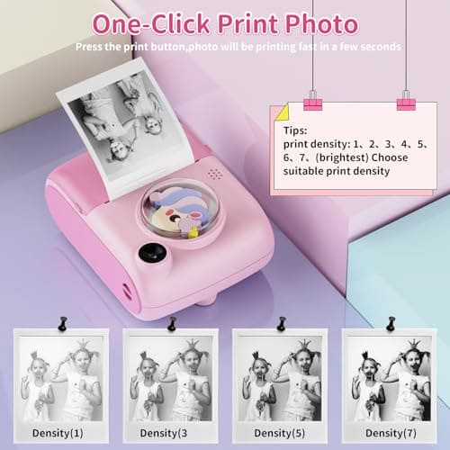 Kids Camera, Instant Print Camera for 3-12 Year Old Girls, Digital Selfie Camera for Kids Children Camera Toys with 32GB Card 1080P, Christmas Birthday Gifts for Age 3 4 5 6 7 8 9 Years Old Girls