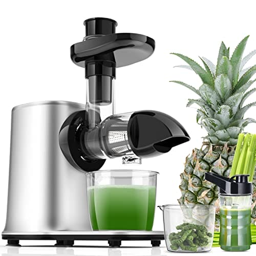 Slow Juicer Masticating Machine, Juicers for Vegetables and Fruit, Cold Press with Dual-Stage Quiet Motor & Reverse Function, Free Cup Cleaning Brush, Multicolor