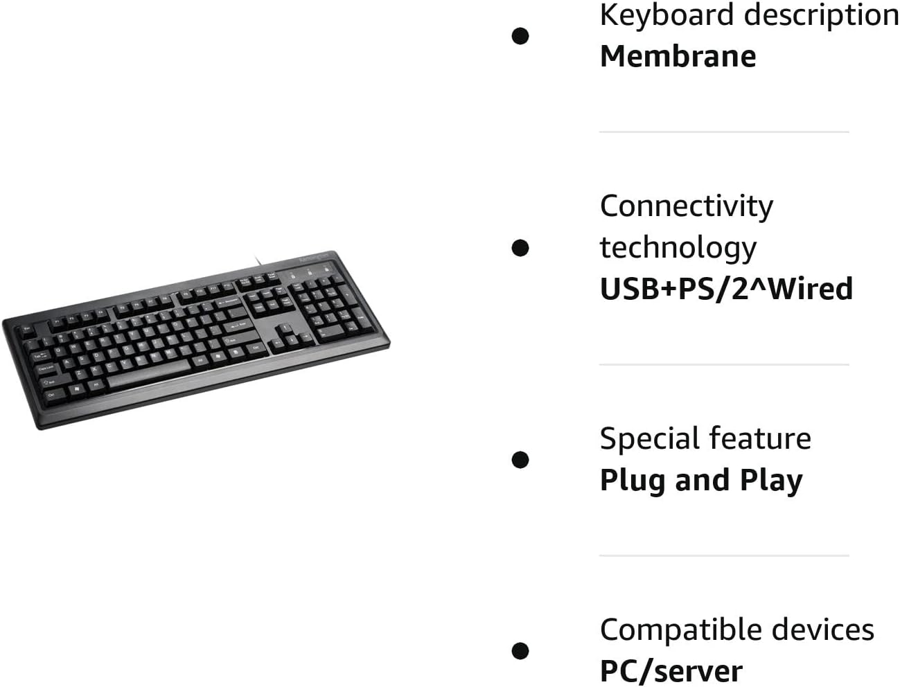 Kensington- wired keyboard for PC, Laptop, Desktop, Computer, notebook. USB Keyboard compatible with Dell, Acer, HP, Samsung and more, with UK layout - Black (1500109)