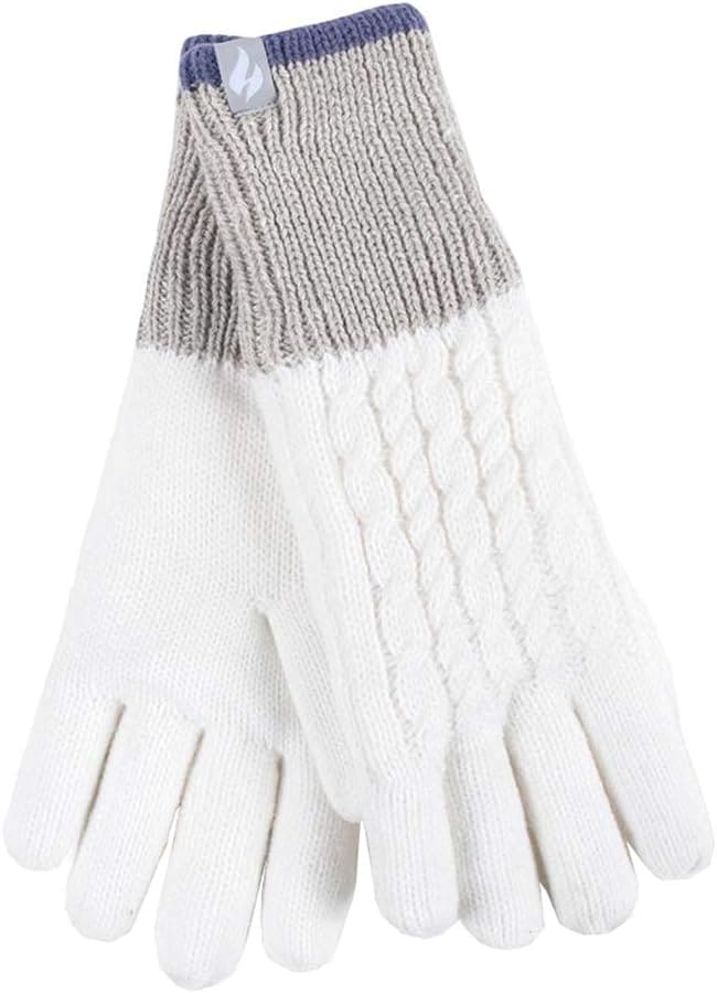 HEAT HOLDERS - Ladies Cute Striped Fairisle Warm Knitted Fleece Lined Winter Thermal Gloves