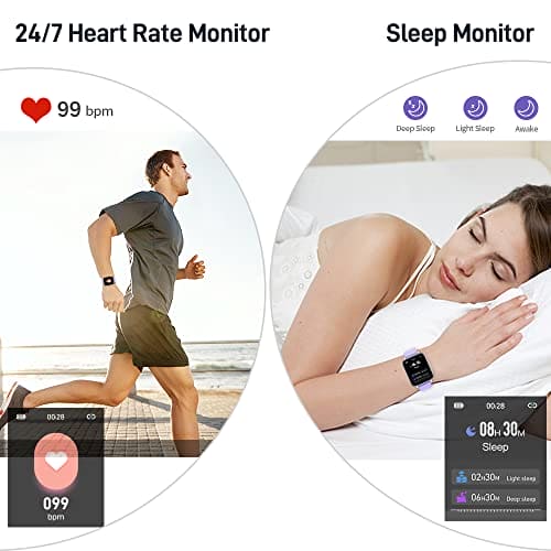 Smart Watch, Fitness Tracker 1.69" Touch Screen Fitness Watch with Heart Rate Sleep Monitor, Step Counter Watch for Women Men Activity Trackers IP68 Waterproof Smartwatch for iOS Android