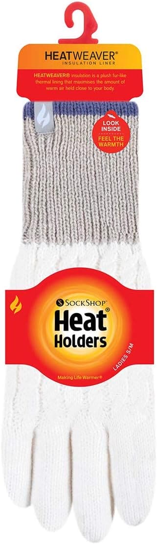 HEAT HOLDERS - Ladies Cute Striped Fairisle Warm Knitted Fleece Lined Winter Thermal Gloves