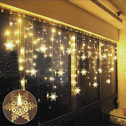 OAICIA LED Curtain String Lights, 96 LED 3.5M Fairy Snowflake Lights, Christmas Lights 4 Flashing Modes,Waterproof Light for Christmas Window, Garden, Party, Patio Decoration