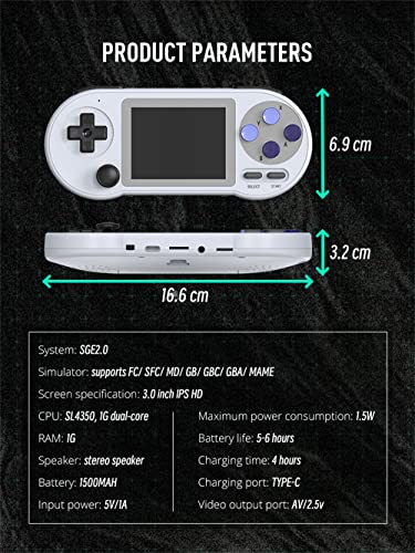 Retro Games Console, Handheld Games Built-in 6000 Retro Games, 3 inch IPS Screen, 7 Emulators FC/SFC/MD/GB/GBC/GBA/MAME, Portable Handheld Games Console Gift for Kids Adults