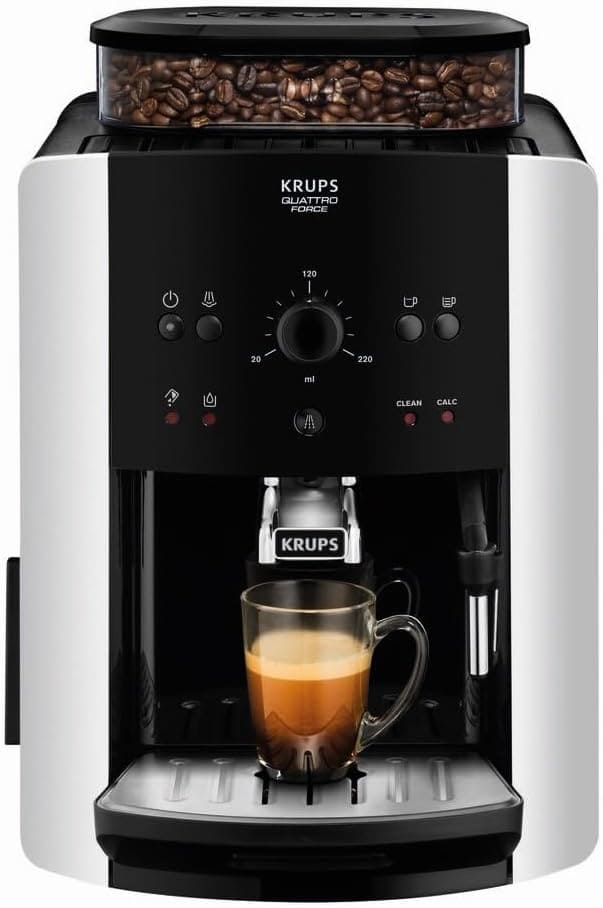 KRUPS Arabica Digital Automatic Coffee Machine, Bean to Cup, Espresso & Cappuccino Maker, 1.7 litre Water Tank, Silver, EA817840