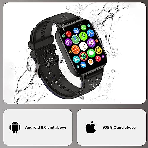 Asmoda Smart Watch for Men Women, Fitness Watch with Intelligent Reminders and Phone Calls, Activity Trackers with Heart Rate and Blood Pressure Monitors, 1.83" Size Screen Pedometer for Android iOS