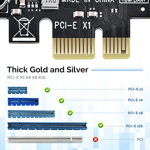 ELUTENG PCIE USB 3.0 Card, PCIE Expansion Card 7 Port PCI-e USB 3.0 Card Super Fast 5Gbps PCI-E to USB 3.0 Expansion Card Adapter Support PCI-E X1 X4 X8 X16, Support Windows 11/10/8/7/XP