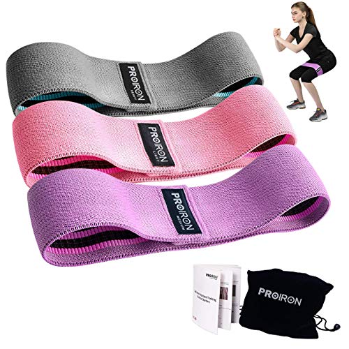 PROIRON Fabric Resistance Bands,Exercise Booty Bands[Set of 3] for Hips &Glutes, Non-Slip Stretch Bands Non-Rolling Hip Bands for Women, Training Yoga Pilates