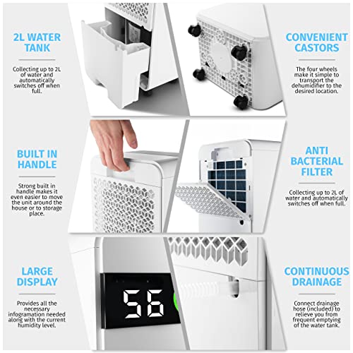 Nyxi Home Dehumidifier 12L per Day, Clothes Drying Function, Continues Drainage, 24 Hours Timer, Removes Condensation, Damp, Moisture and Purifies Air, Ideal for Homes, Offices, Basements, Laundry