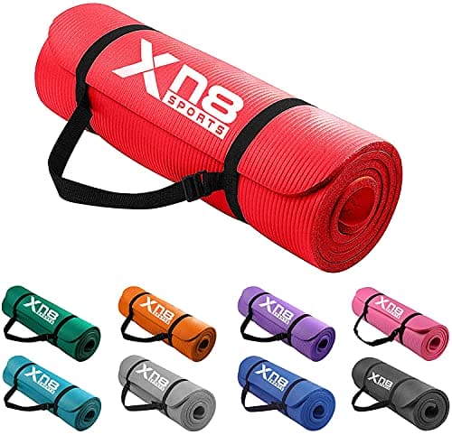 Xn8 Sports Yoga mat 15mm Thick NBR Exercise Mat - Non-Tearable Pilates Mat with Extra Carry Strap- Lightweight Yoga Mats for Women Men for Aerobics, Lunges, Planks Indoor & Outdoor 61x20x1.5 cm