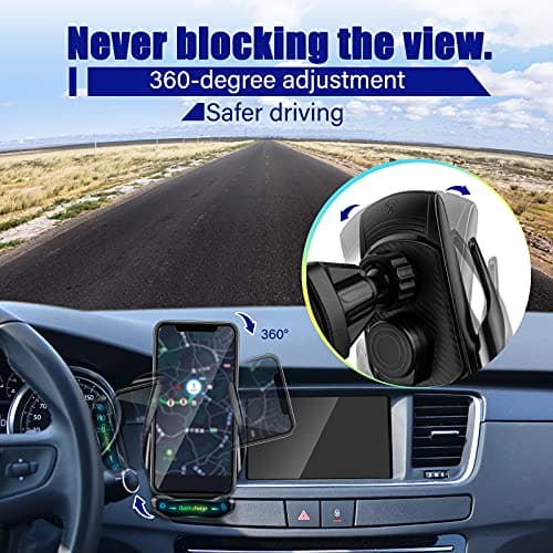 Wireless Car Charger, [Electromagnetic Sense] Qi 15W Fast in Car Wireless Charger Automatic Sensor Phone Holder Vent Mount Compatible for All Apple iPhone Android Smartphone (Black)