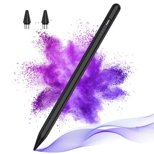 Stylus Pen for Android Touch Screens,Stylus Pencil for Tablet,Tablet Stylus Compatible Samsung/HuaWei/Tablet/Phone,Capacitive Pen with 2 Replacement Tips,Tablet Pencil with Palm Rejection,Black