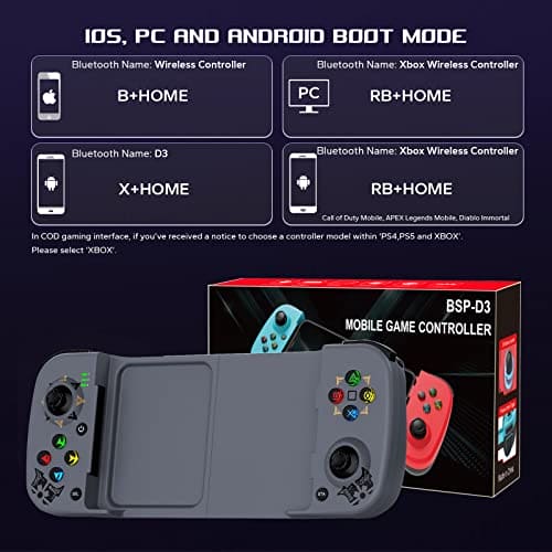 Joso Mobile Game Controller for Android, iPhone, PC with M1/M2 Programmable, Phone Controller for iPhone 14, 13, 12, 11, Samsung Galaxy, Xiaomi, OPPO, Realme, Call of Duty, Genshin Impact & More