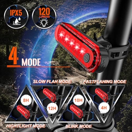 KTEBO Rechargeable Bike Lights Front and Back with Electric Bell Set, LED Ultra Bright Bicycle Lights, Road Mountain Bike Accessories for kids Adults