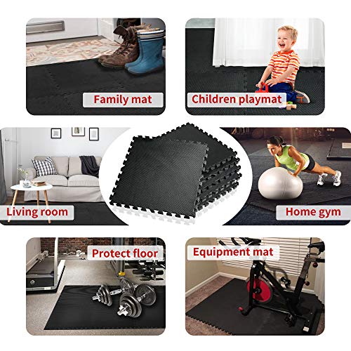 PROIRON Floor Protection Interlocking Mat 6 Pcs Large 60x60 cm Gym Floor EVA Foam Mat Tiles Thick 1 cm for Kids Exercise Fitness Outdoor Floor Covering Rubber Floor Mat for Workout Garage