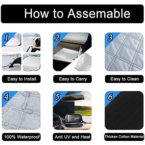 Viwril Car windscreen Cover for Winter, Windscreen Frost Cover with Side Mirror Cover and Reflective Stripes, Ice Windscreen Covers with Magnetic Edges Thickness Snow Protector for Cars (147×120cm)