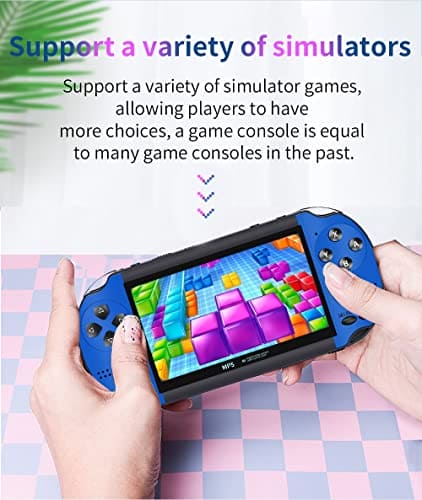 CZT Colorful Retro Video Game Console 4.3 inch Sreen 8GB Built-in 3000 Games Handheld ArcadeGame Console mini Portable Game Device Multiple Simulator MP3 MP4 E-book Nostalgic Children's gift(Blue)