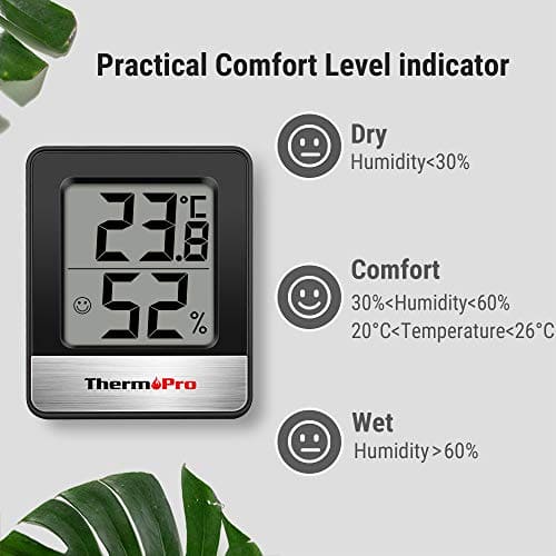 ThermoPro TP49 Small Digital Hygrometer Indoor Thermometer Room Thermometer Temperature and Humidity Meter for Home Office Comfort Reptile Thermometer